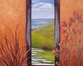 Zen,  Door, Print, 8 x 10 inch with double mat,  courtyard, my imaginary place