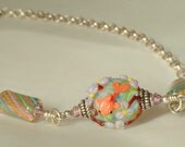 Pastel Rainbow Koi necklace, lampwork, furnace glass, silver chain- Free Shipping Etsy- gift under 150