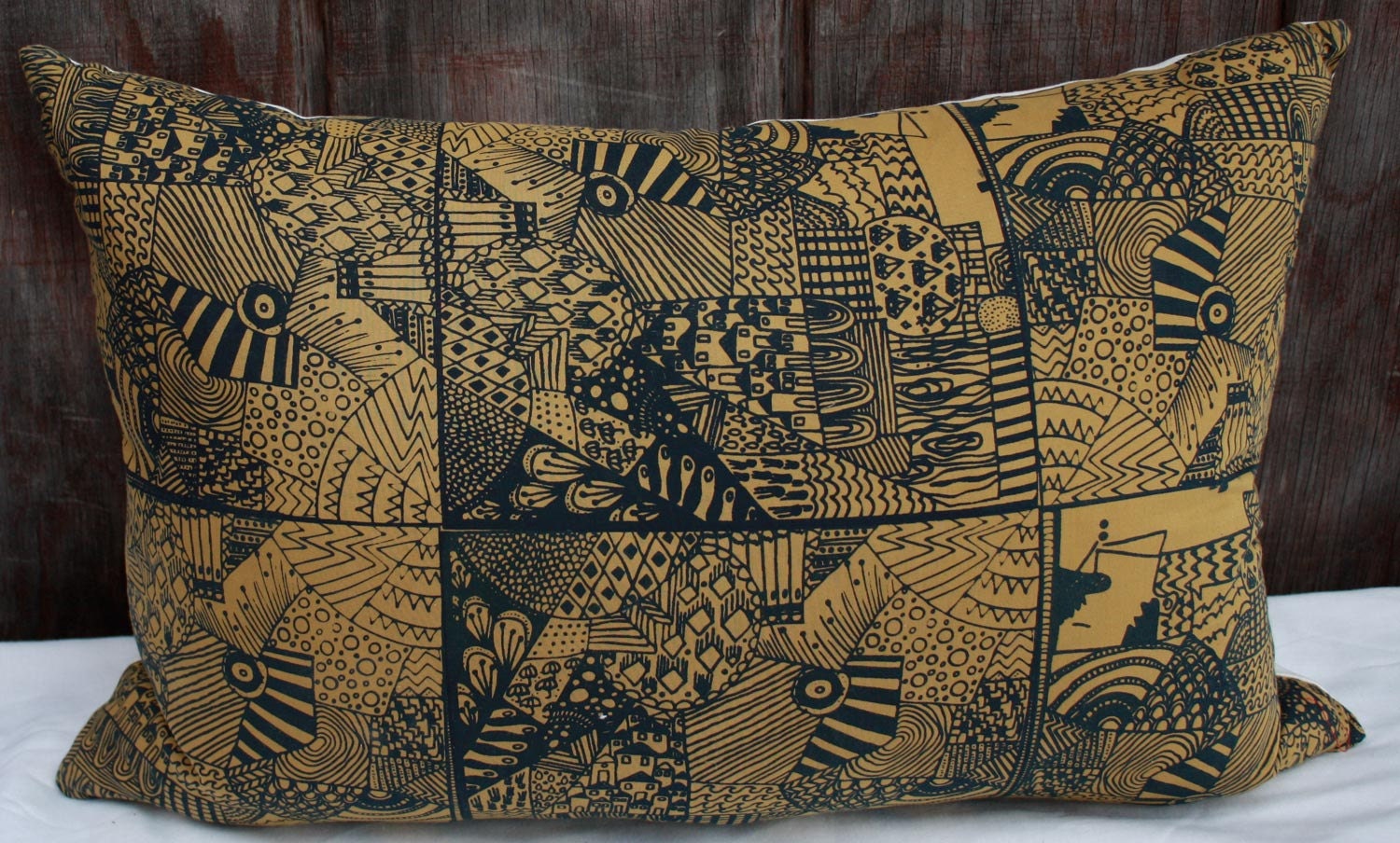 Boxed In - repeat pattern organic screenprinted pillow