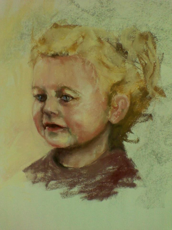 A Lovely Hand Painted Custom Commission Pastel  Portrait of Your Child 18"x24"