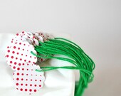 12 Red Dots White Green Mini Gift Tags