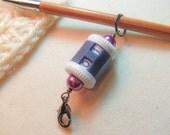 Dual-end Clip-on Stitch Counter - Plum Glass Pearls