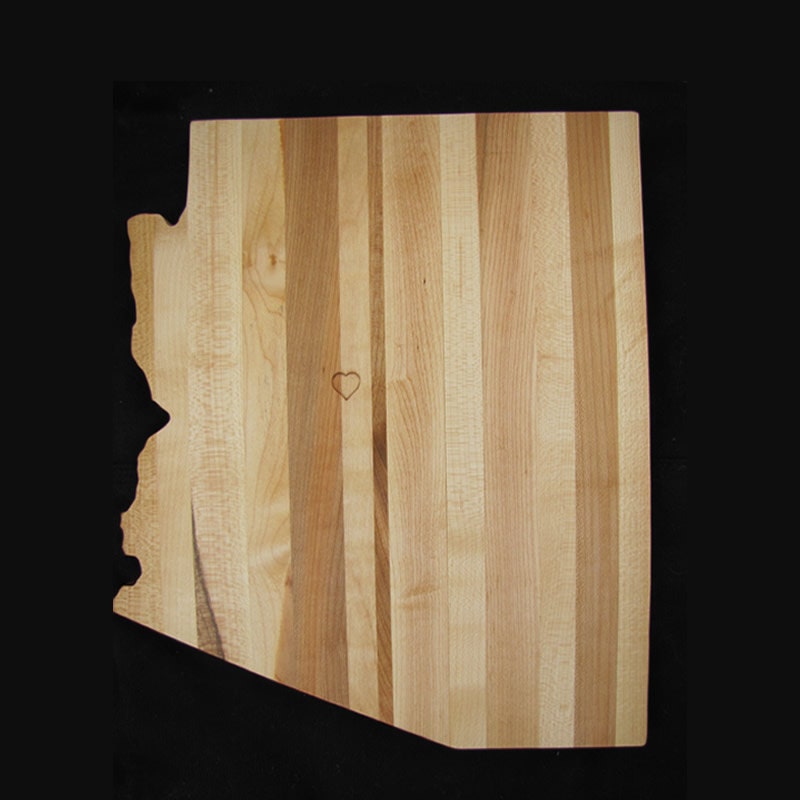 Woodbob.com Creative Gifts Arizona Personalized State Shaped Cutting Board
