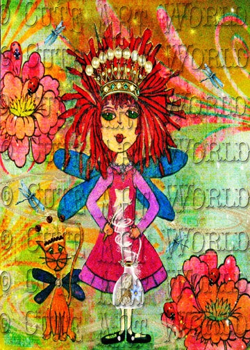 5x7 image mixed media art "Digital Art Collage" Download Frog Fairy