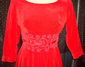 Beautiful Red Velvet Vintage Maxi Holiday Dress