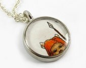 Hand Painted Necklace, Original Wearable Art Pendant, Ewok