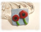 Poppies Pendant Spring Flowers Jewelry handmade polymer clay