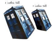 Doctor Who Inspired TARDIS Stickers Gift Set of 2 Handmade Glossy Stickers, Blue Police Box Design by Bohemian Bear.