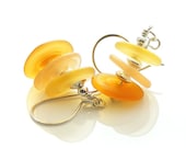 Sunshine Yellow Lampwork Glass Earrings, Citrus Solar Power & Sterling Silver, OOAK Trembles Collection