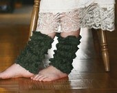 Olive Army Green FRUFFLES Ruffled Girls Legwarmers