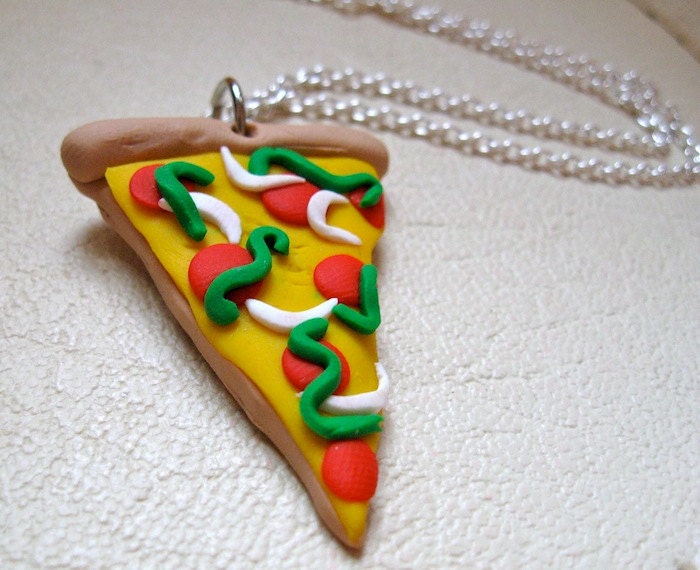 Polymer Clay Pizza Necklace