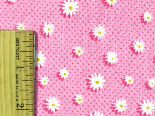 LakeHouse Fabrics - 3D White Daisies on Pink Background
