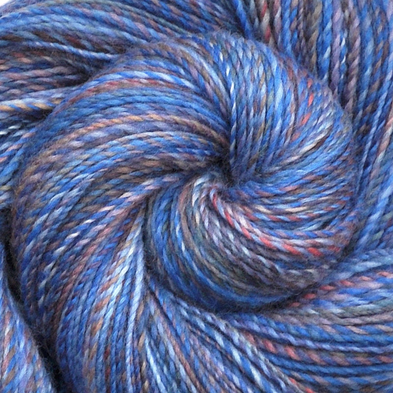 Handspun Yarn - BLUEBIRD - Handpainted Merino x Corriedale wool, DK weight. 340 yds.