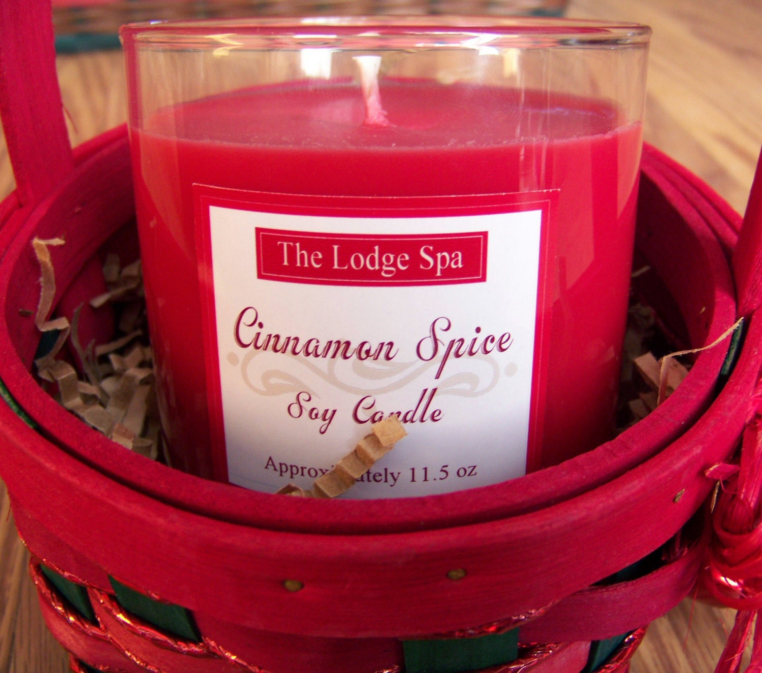 SALE - Soy Candle Gift Basket - Festive Red and Green with Bells- Choose Your Scent - 11.5 oz