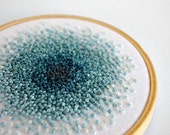 French Knots Embroidered Color Progression Hoop in Teal - 4 inch Hoop Fiber Wall Art