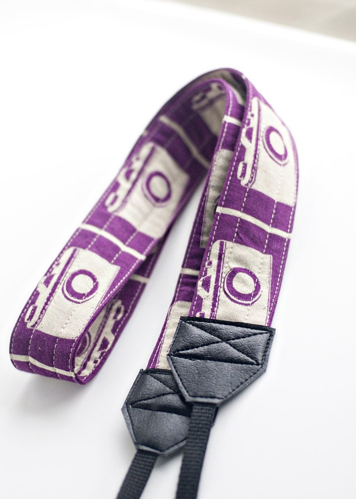 Purple Echino Camera print camera strap
