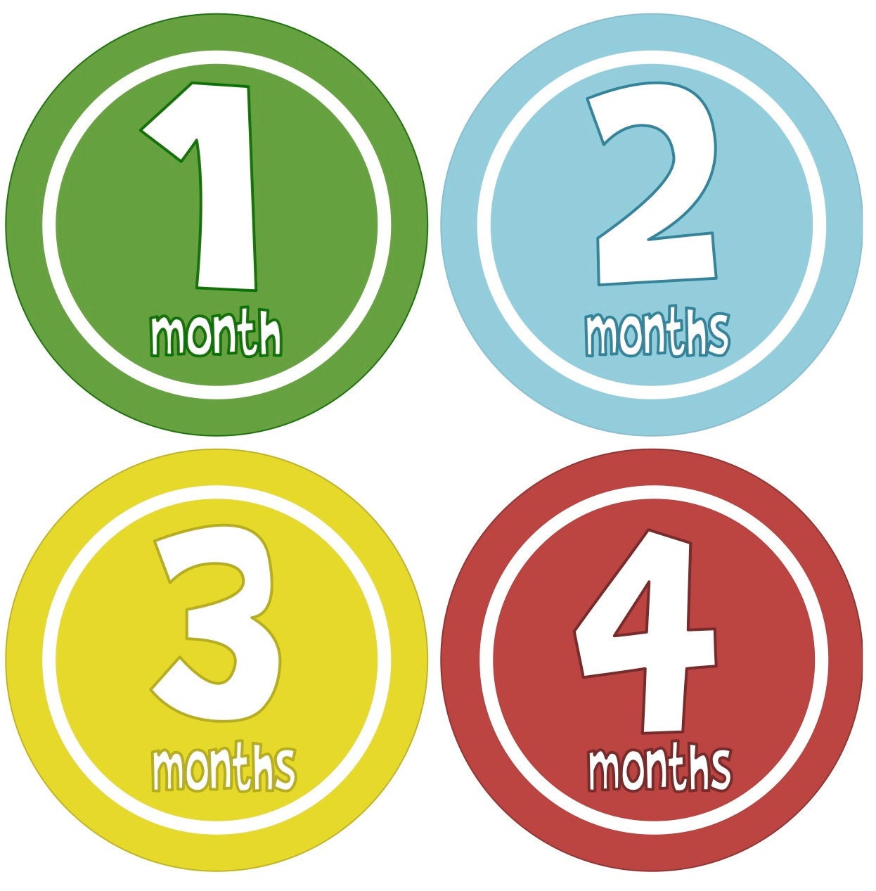 Baby Month Stickers Boy Monthly Onesie Stickers Primary Sticker Green Blue Yellow Red Onesie Month Stickers Boy Baby Shower Gift  Photo Prop