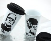 Mr and Mrs Travel Mug Set with Bride of Frankenstein and Frankenstein Monster