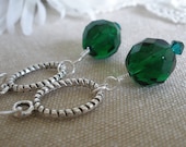 Emerald Green Faceted Ball Earrings