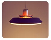 SALE 30 PERCENT OFF - Danish design hanging lamp. Mid century item in silver, red and dark grey aluminum. 1970s