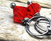 Swarovski crystal red earrings, Love me