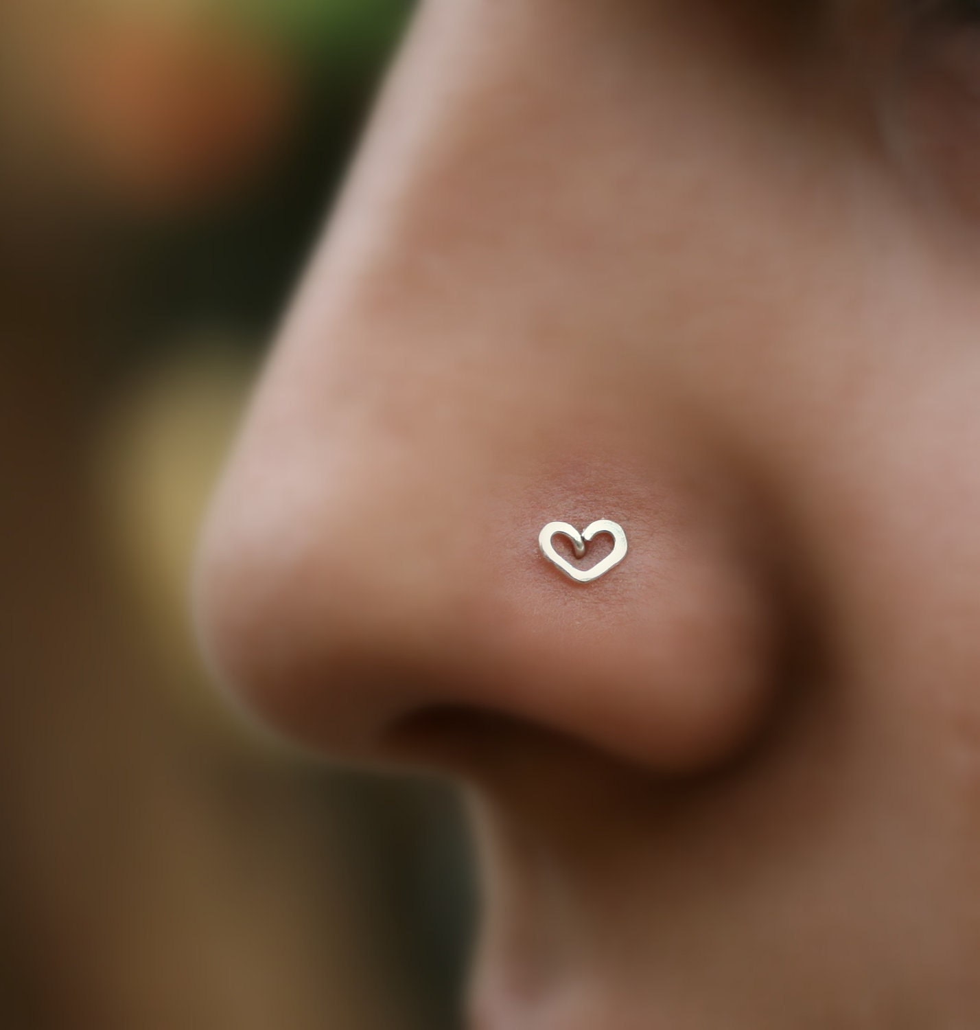 Valentine Heart Nose Ring Stud Sterling Silver Handcrafted