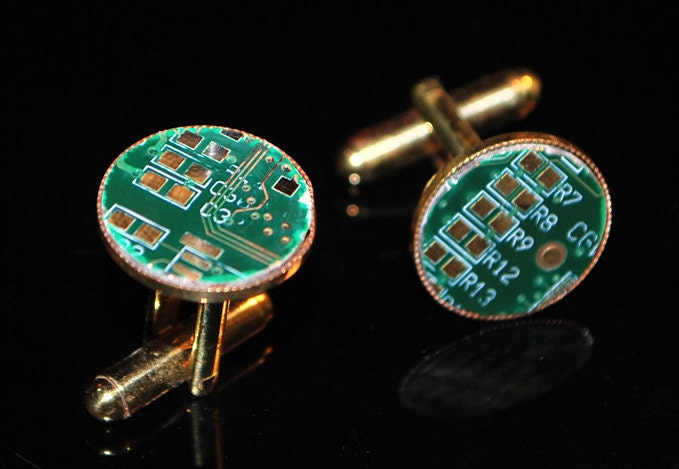 Cufflinks with computers chips