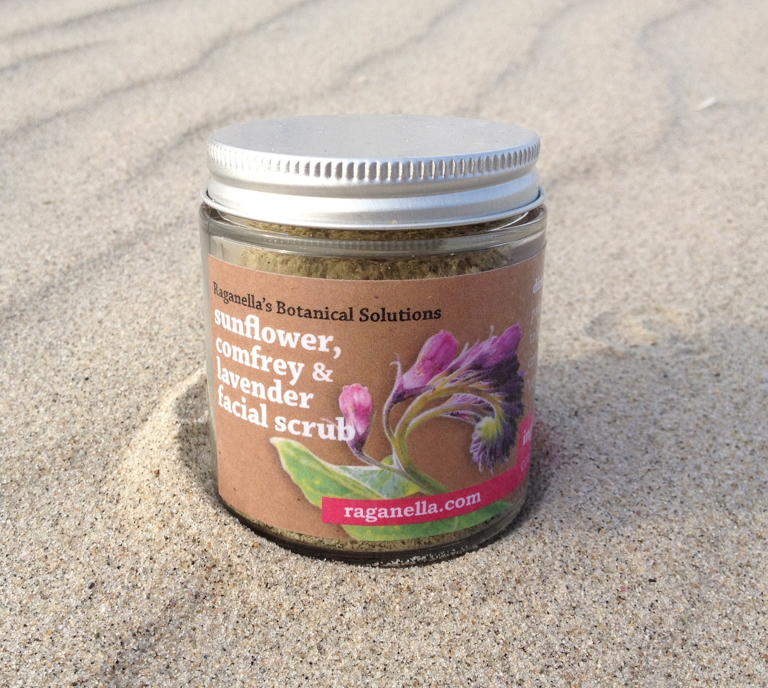 sunflower, comfrey & lavender face scrub - organic, local - 2 oz