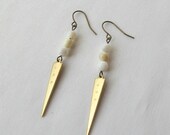 beaded brass triangle earrings