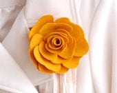 Lapel or Purse Pin - Mustard - Rose - IN STOCK - teen gift - gift for her
