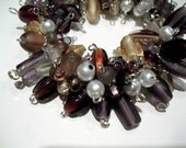 Purple, Pale Pink and Pearl Cluster Bracelet