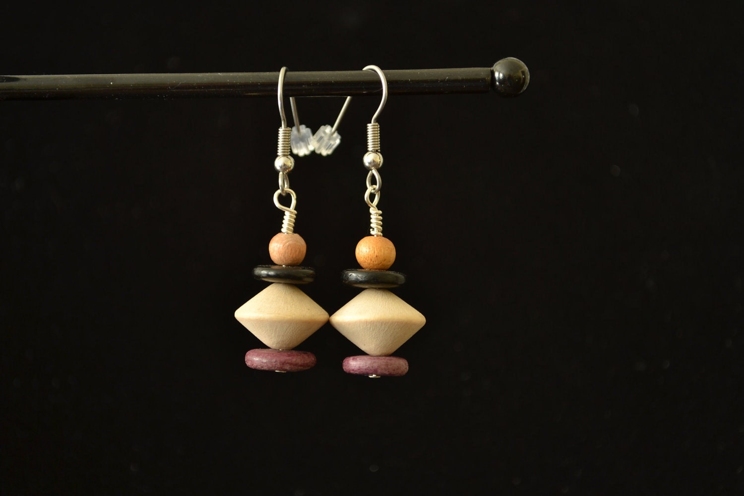 0126 Wooden Beaded Earrings