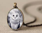 Owl Necklace - Barn Owl Pendant - Photo Pendant Necklace - Wearable Art Jewelry - Photo Jewelry - Glass Pendant - Art Pendant - Bird Pendant