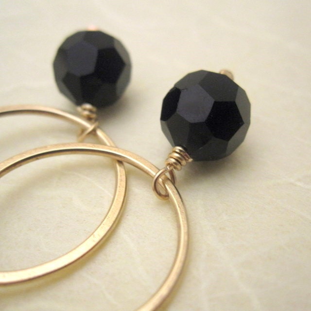 Noir Earrings - Glass bead and 14k gold fill jewellery