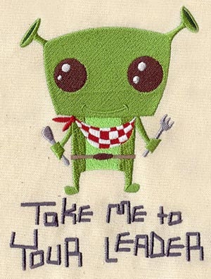Hungry Alien embroidered baby bib