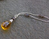 Citrine Briolette and Smoky Quartz Necklace