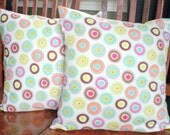 Decorative Throw Pillow Covers - Colorful Dots on White - Two 18 Inch