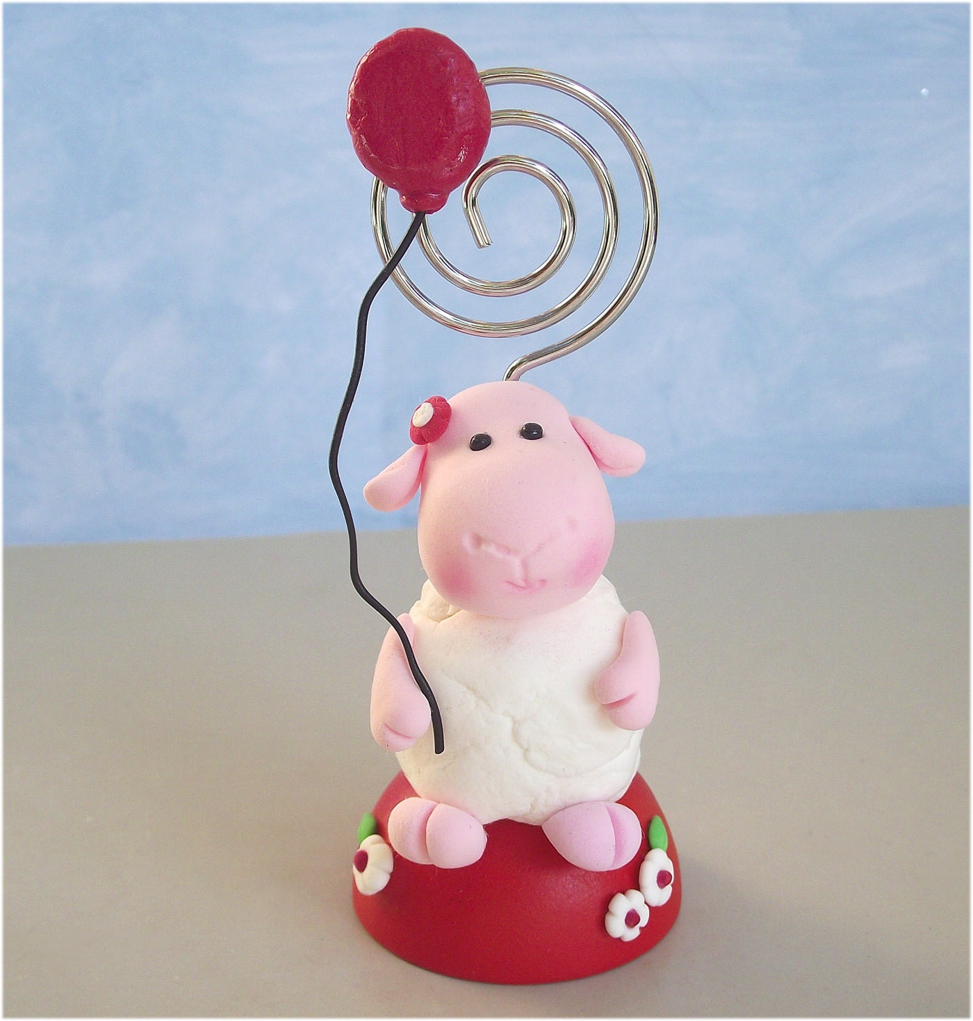 Photo holder Sheep - cute, wood wire picture holder - mothers day gift children decor