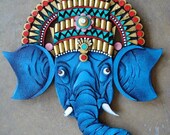 Folk Art Cork Carving - Indian Hindu Ganesha Elephant Idol