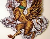 Folk Art Cork Carving - Griffin Legendary Lion Eagle King Creature