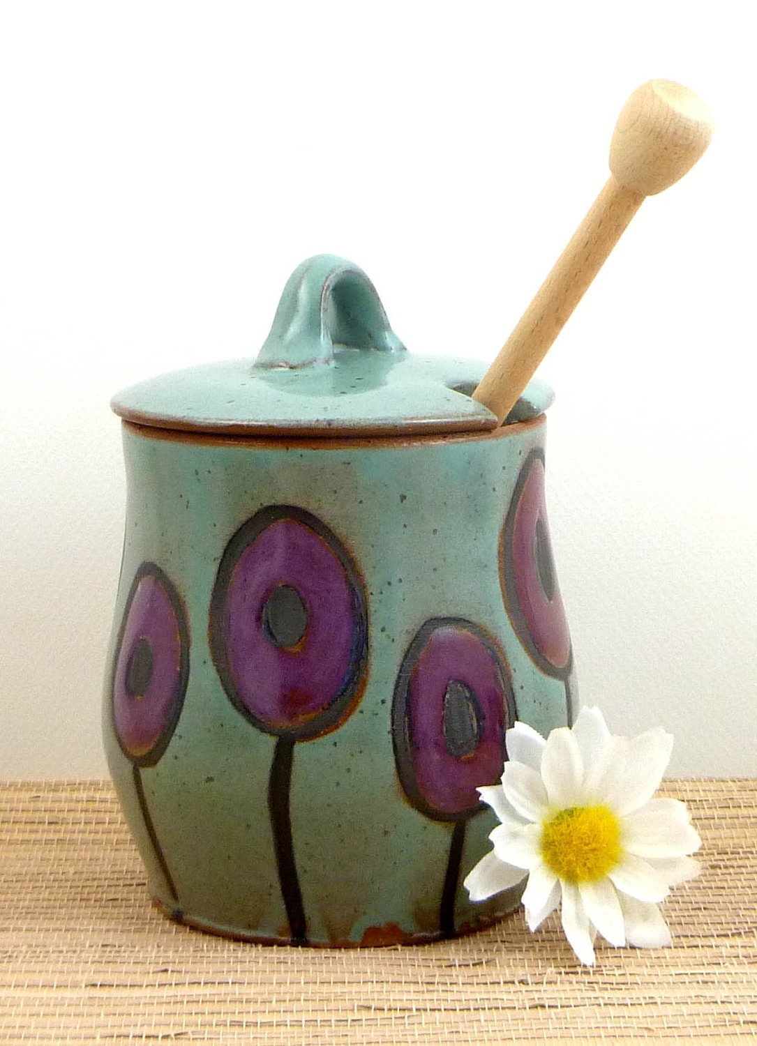 handmade ceramic honey pot