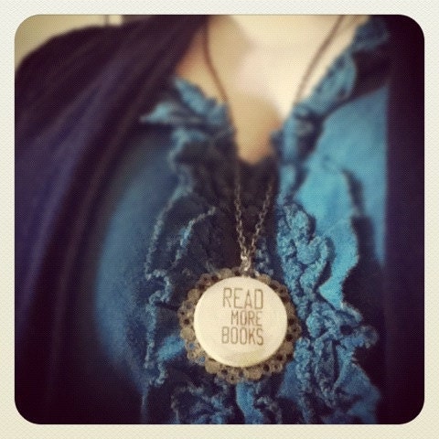 Read More Books Antiqued Bronze Pendant Necklace