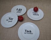Porcelain Dessert Plates with Swedish Sayings Set of 4