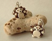 Hedgehog Earrings tiny lampwork silver earrings with hedgehog beads Free Shipping Etsy gift under 25