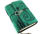 Handbound leather journal - Seahorse