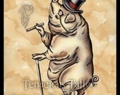 Ham Day "Gunter" Portly Business Pig 8x12 Print