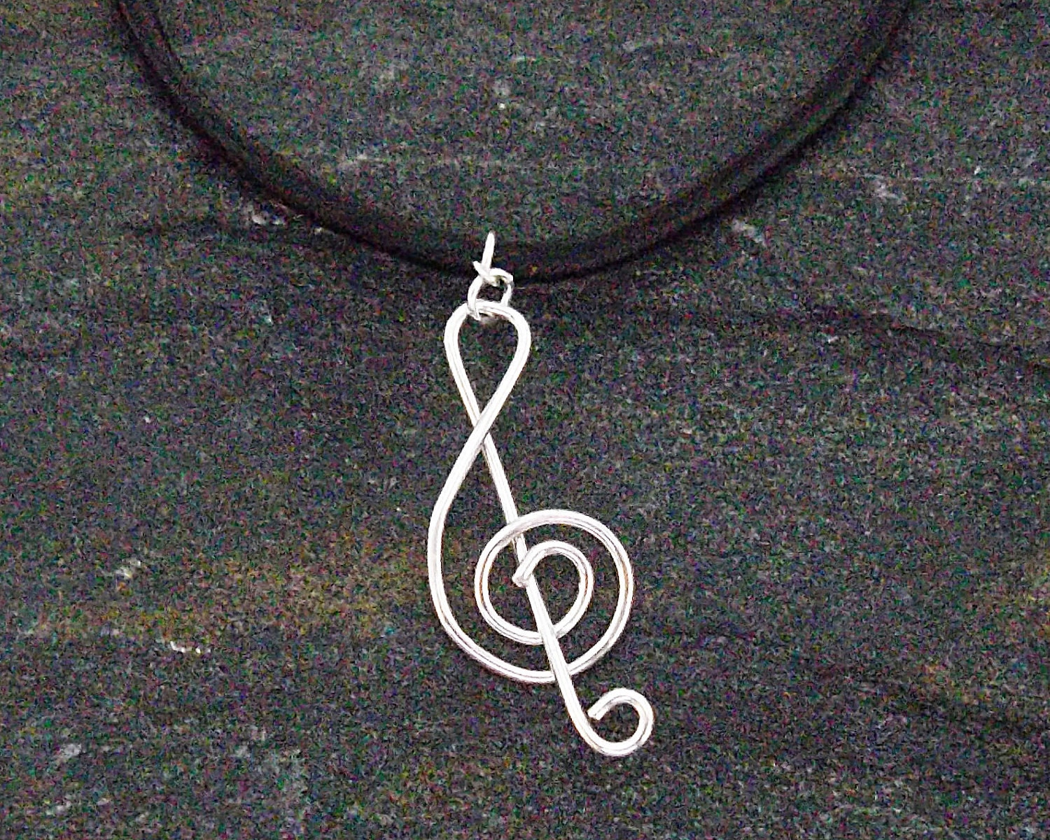 Sterling Silver Musical Cleft Note Necklace, Music Note Necklace