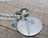 Zodiac Asterism - Pisces Cluster Necklace ... Fine Silver Constellation and Wire Wrapped Gemstones
