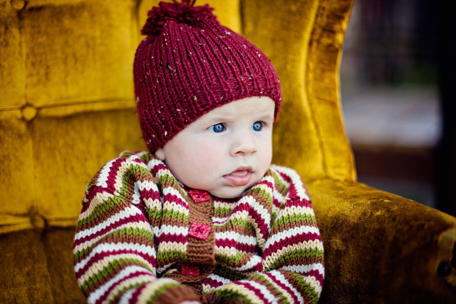 Baby Hat Acrylic blend size 6 - 12 months  Hand Knit
