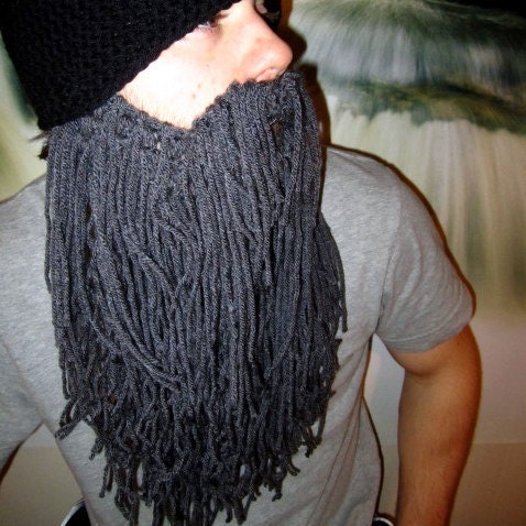 Long Grey Bearded Hat with Removable/Adjustable Beard